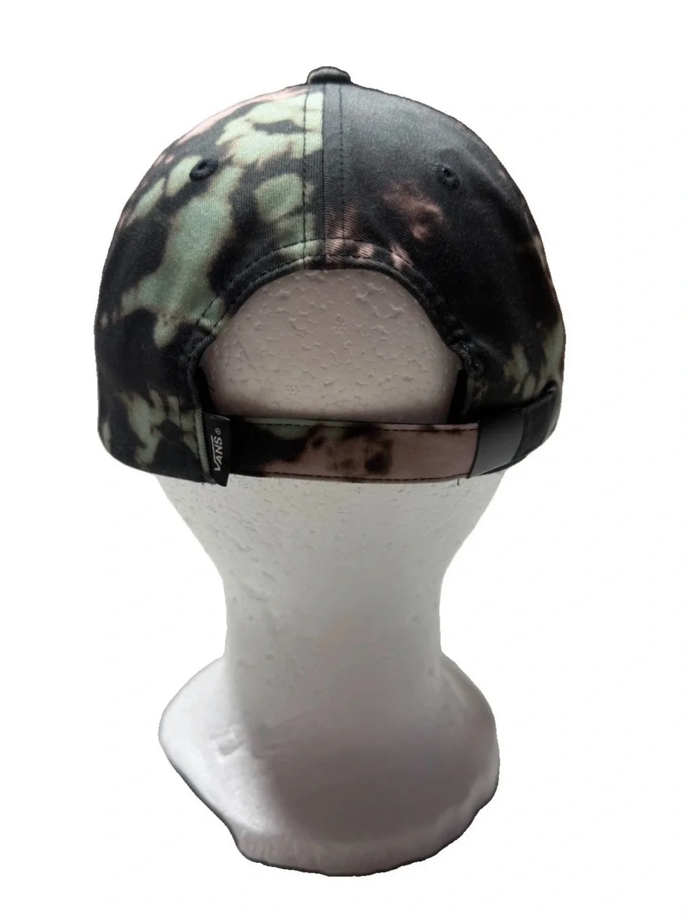 Vans Off The Wall Bleach Tie Dye Strapback Hat Adjustable Baseball Cap Black